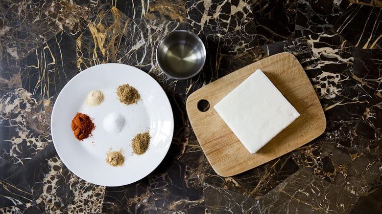 paneer stick ingredients on table