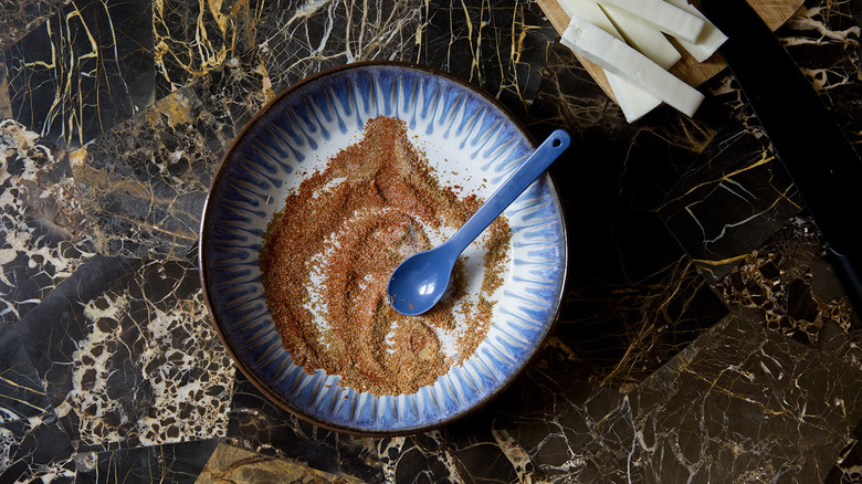 spice mixture in blue dish