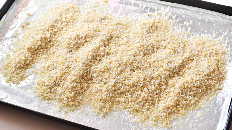 panko bread crumbs on tray