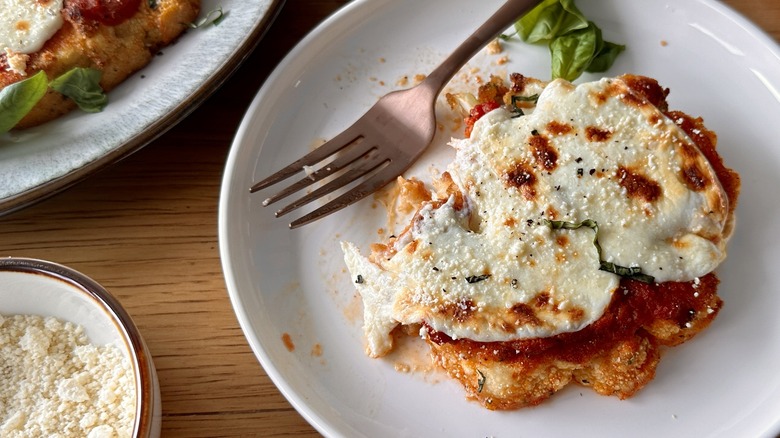 cauliflower parmesan served on plate