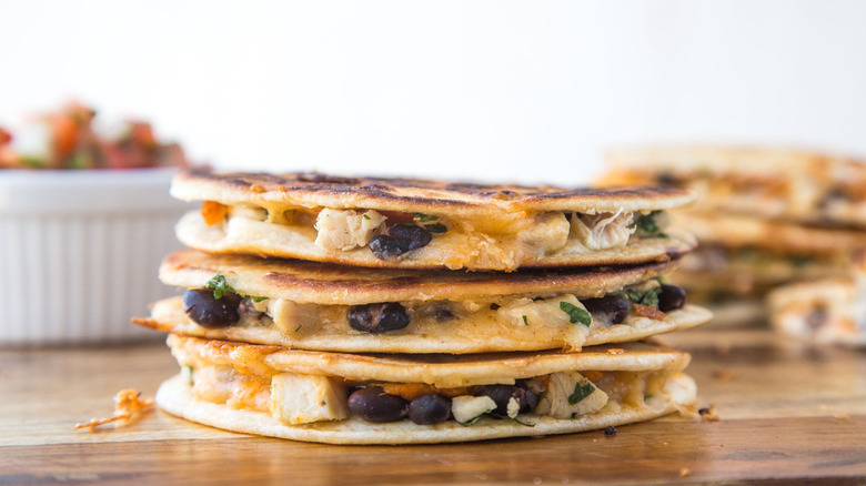 stack of chicken quesadillas