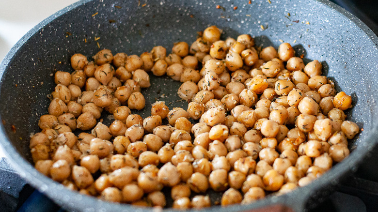 chickpeas in a pan