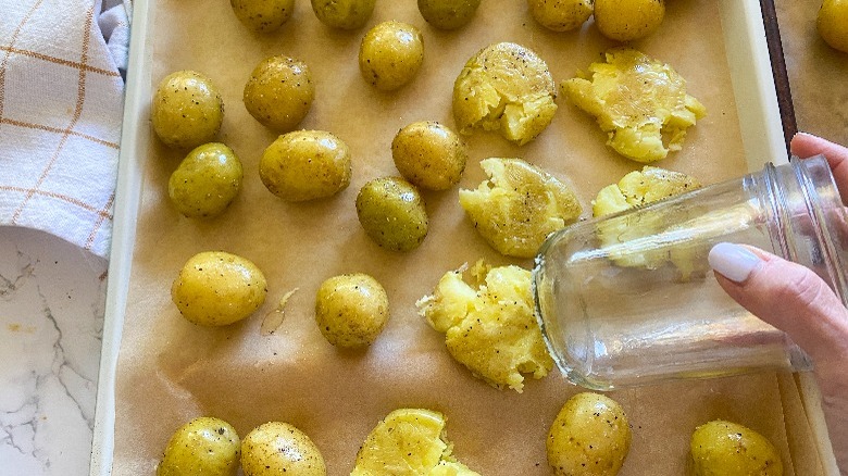 potatoes on baking tray