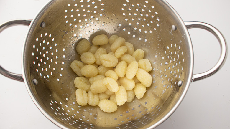 gnocchi in colander