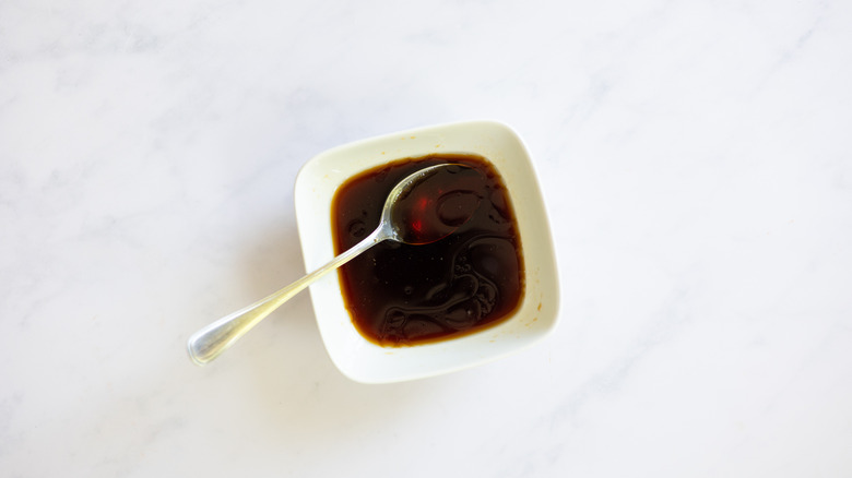 dipping sauce with spoon