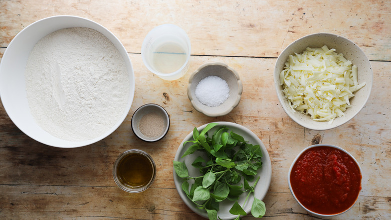 Ingredients for crispy skillet pizza