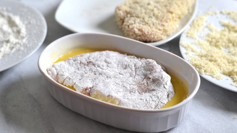 breading pork before frying