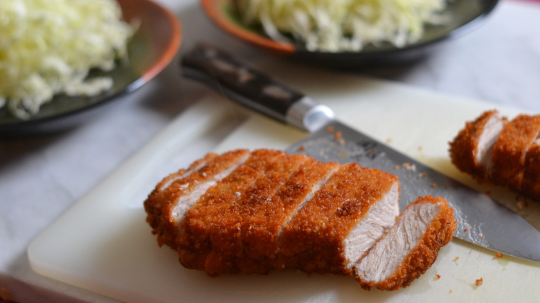 sliced pork tonkatsu