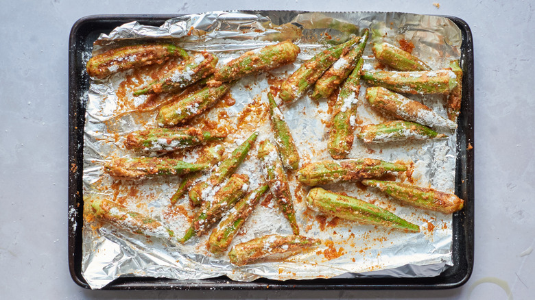 okra tossed in starch