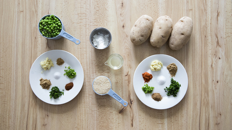 aloo tikki ingredients on table