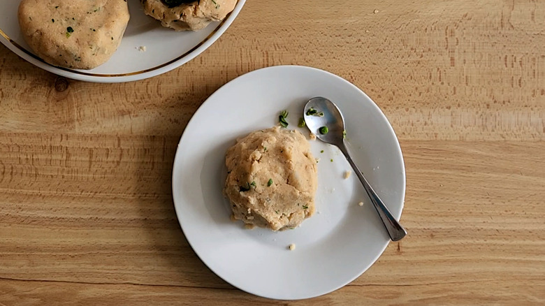 mashed potato ball on plate