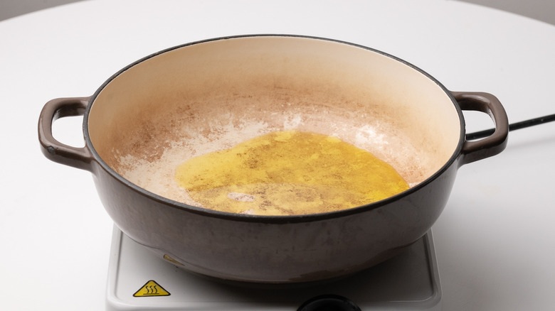 oil in a pan