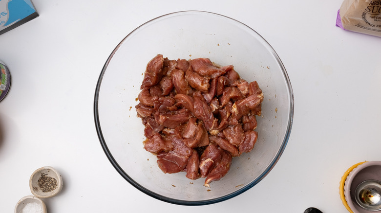 chopped pork in marinade