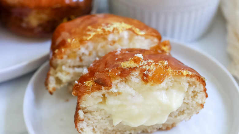 filled donut with caramel topping