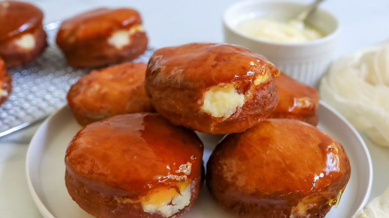 filled donuts with caramel topping