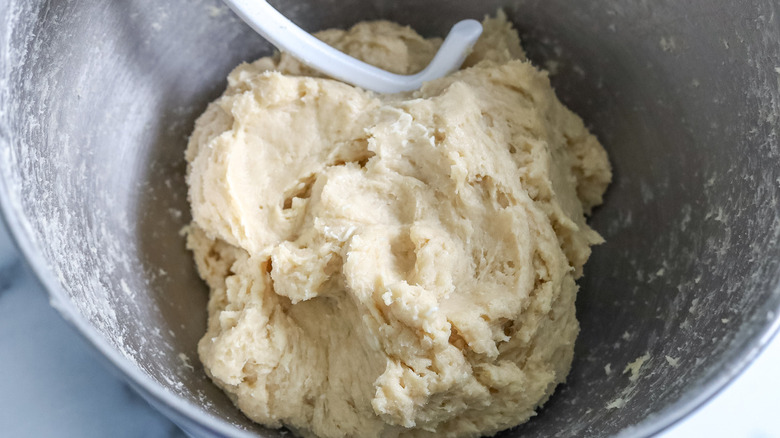 dough in metal bowl