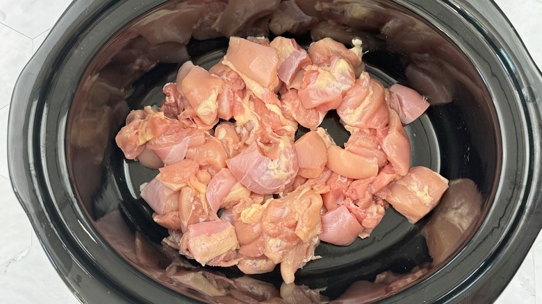 chopped chicken in crock pot