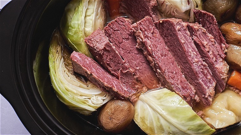 sliced corned beef in crock pot