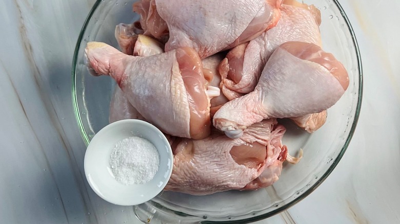 raw chicken with salt