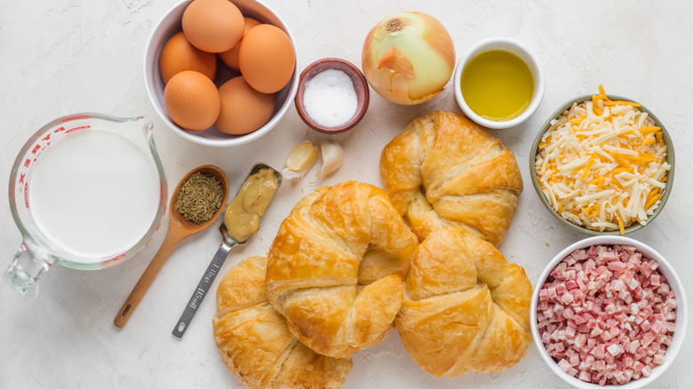 ingredients for croissant breakfast casserole