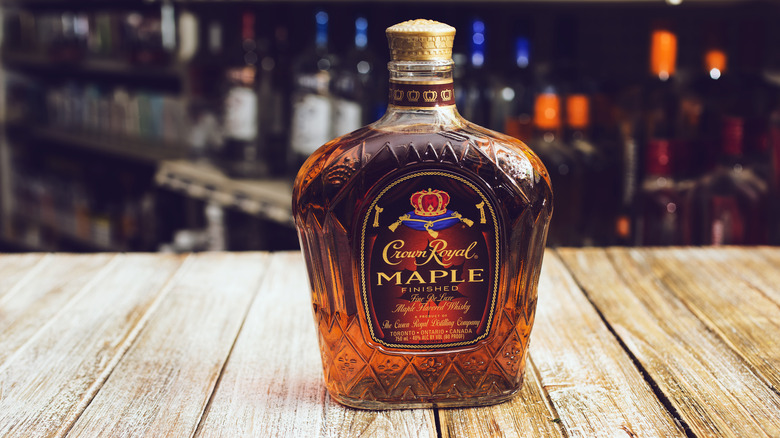 Crown Royal maple whisky bottle