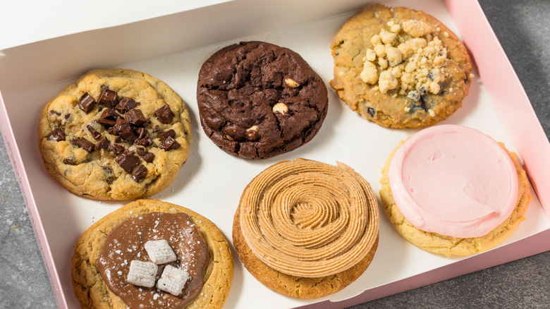 A box of Crumbl cookies