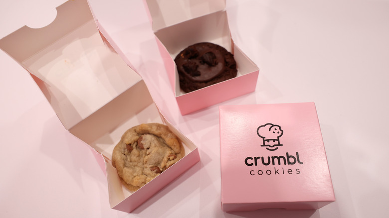 Boxes of Crumbl cookies 