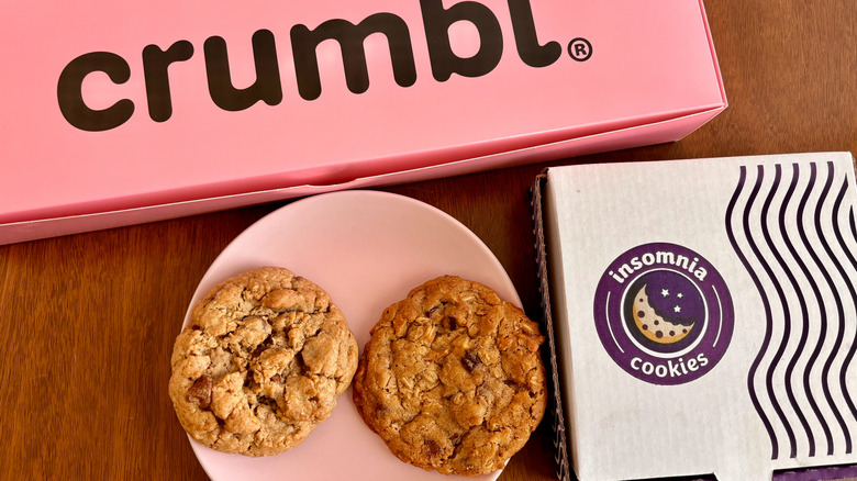 oatmeal chocolate cookies with cookie boxes