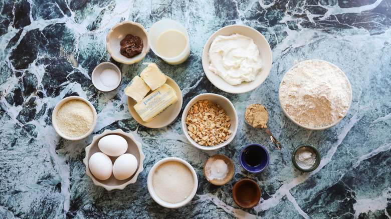 Ingredients for hazelnut coffeecake