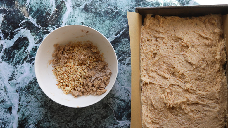 Bowl of streusel crumb topping