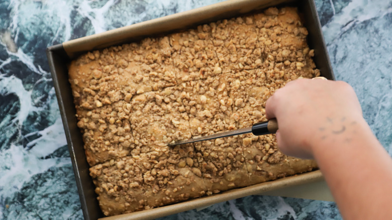 Pan of hazelnut coffeecake