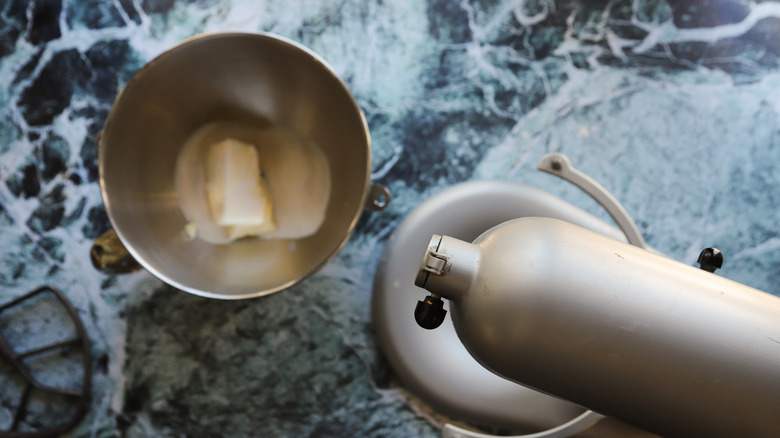 Butter and sugar in bowl