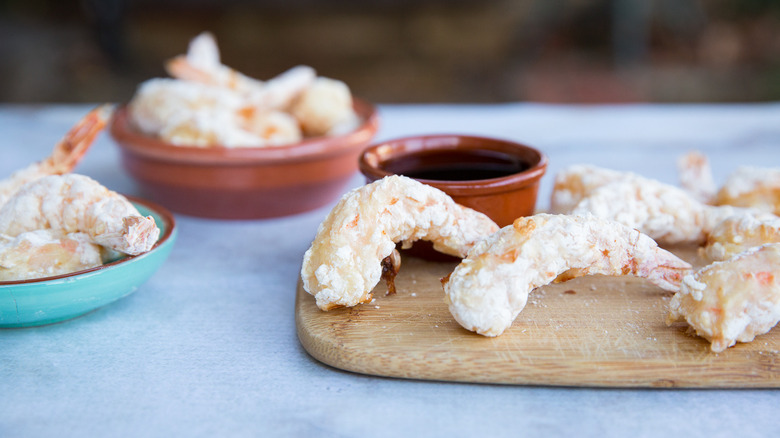 shrimp tempura on outdoor table