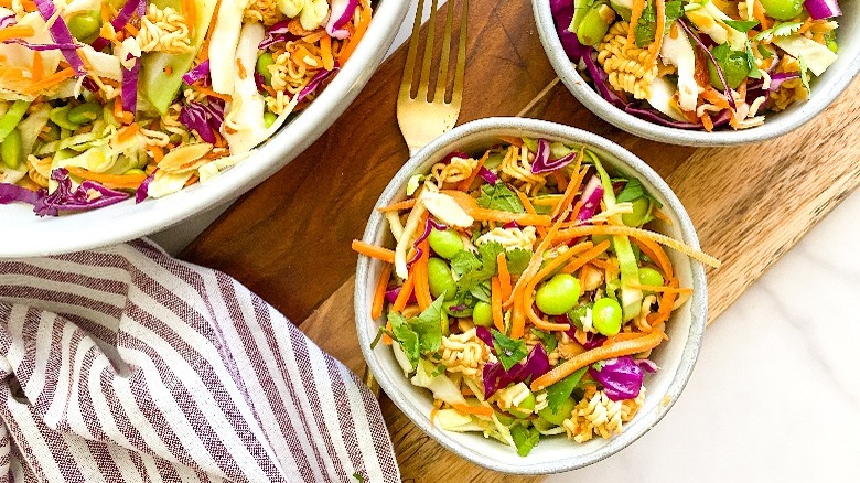 salad in two bowls on tray