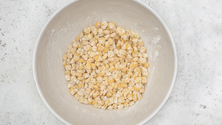 corn tossed in flour