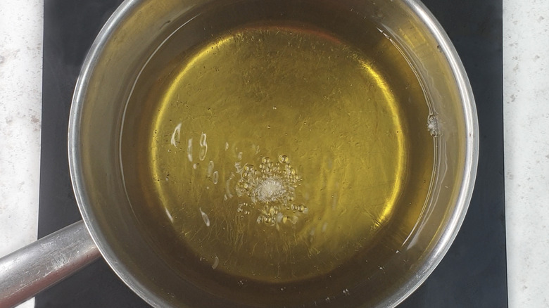 corn kernel in oil