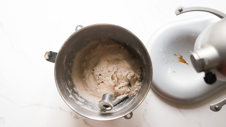 Mixing wheat bread dough