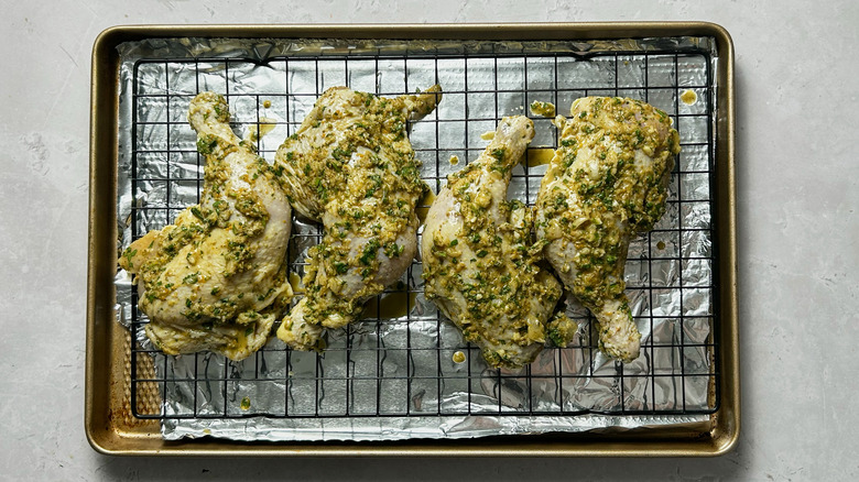 chicken on a wire rack