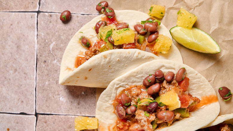 picadillo taco on table