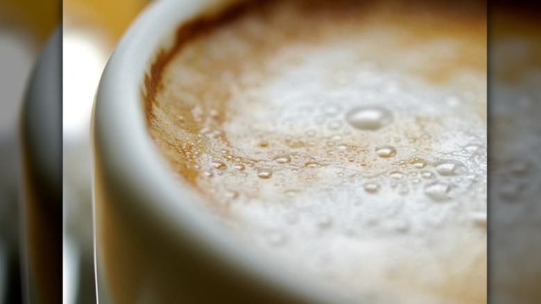 close up of milky coffee