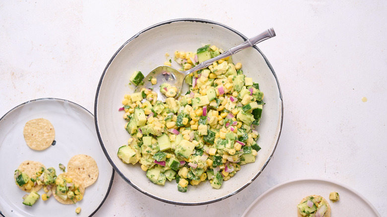 cucumber salsa in bowl