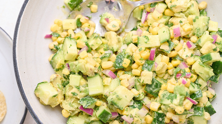 cucumber salsa in a bowl