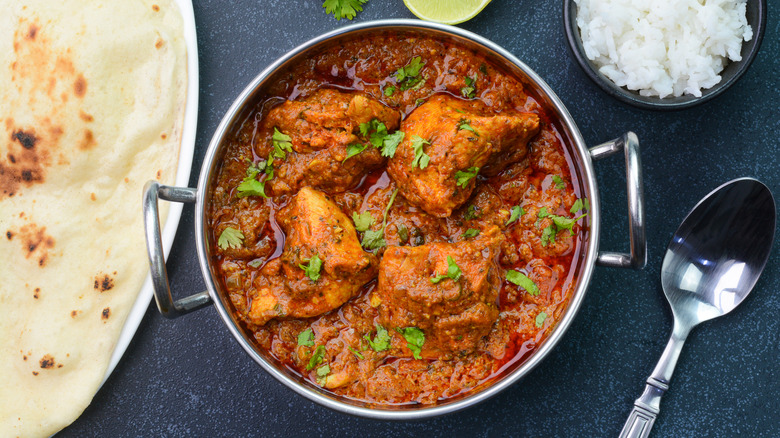 Curry with rice and naan