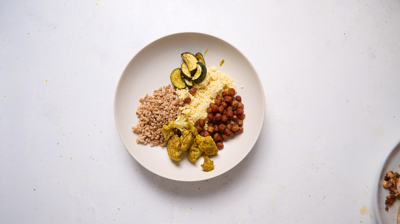 vegetables in grain bowl