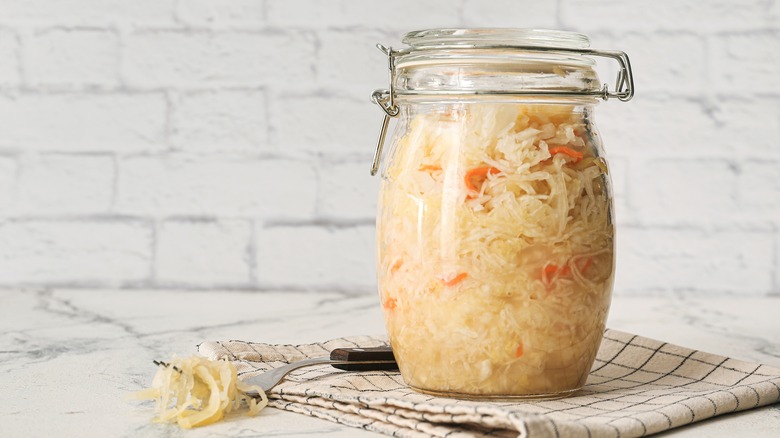 jar of fermented cabbage