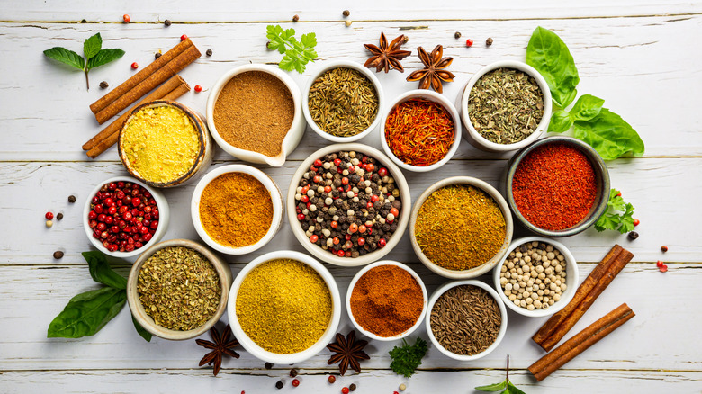 bowls of various spices