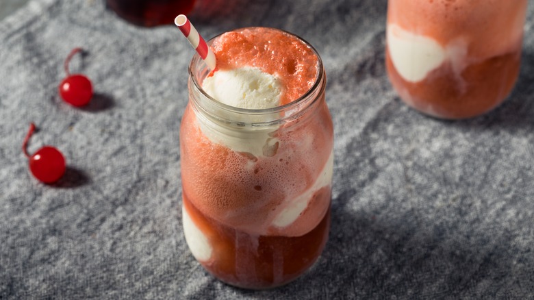 Cherry ice cream float