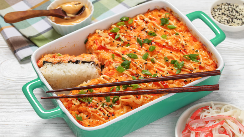 salmon sushi bake