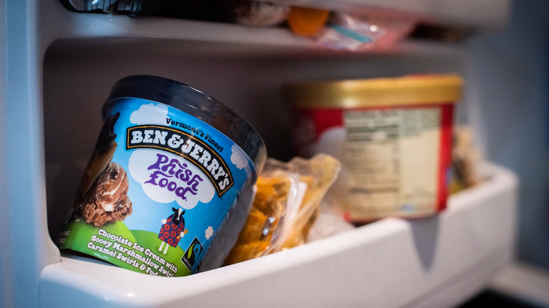 pint of ice cream in freezer door