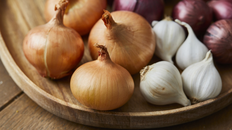 Onions and garlic in bowl